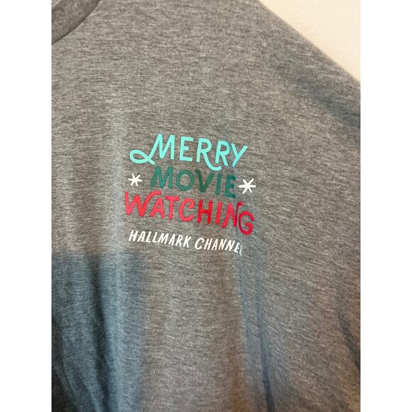 HALLMARK Gray Hallmark Channel Christmas Movies Long Sleeve TShirt Spirit Jersey - Picture 2 of 5
